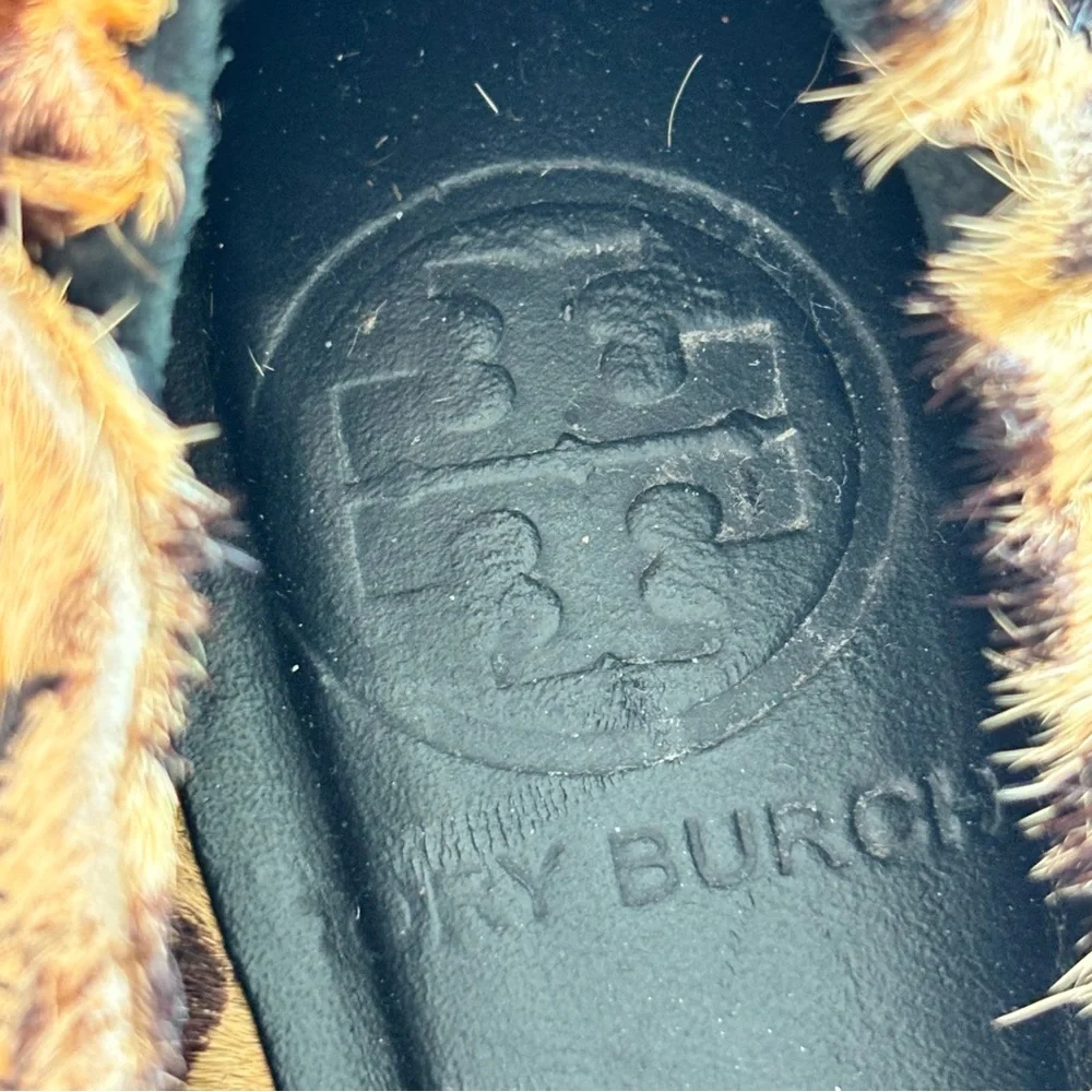 TORY BURCH Women’s Leopard Cuff Pony Hair Gold Logo REVA Ballet Flats Shoes 8.5 - Picture 10 of 10